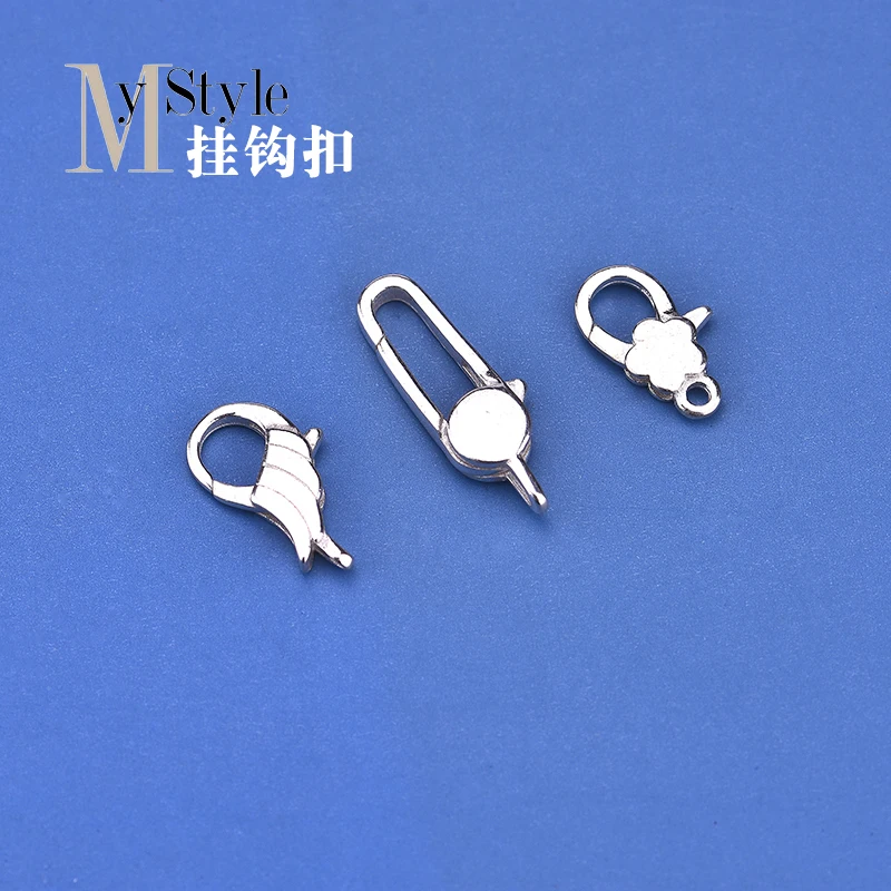 S925 Sterling Silver Flowers Wings round Hook Buckle Tail Buckle Hand-Woven Jewelry DIY Accessories Material Clasps Hooks