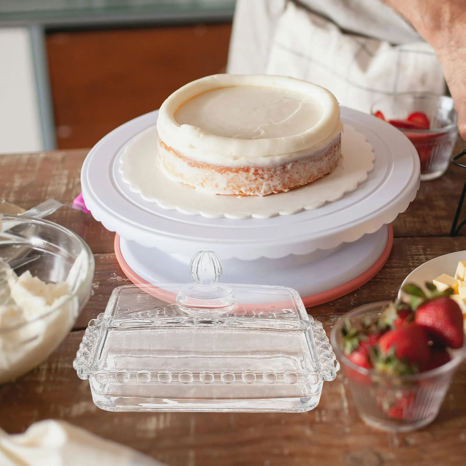 

Premium Butter Dish with Lid Clear Glass Butter Tray for Refrigerator Storage Cheese Slice Container Western Style