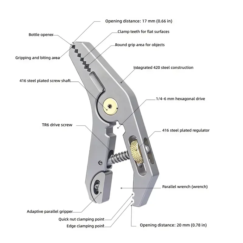 for Pocket Grip Tool 5 in 1 Clamping Pliers Multi Function Mini Pliers Portable EDC Hand Tools