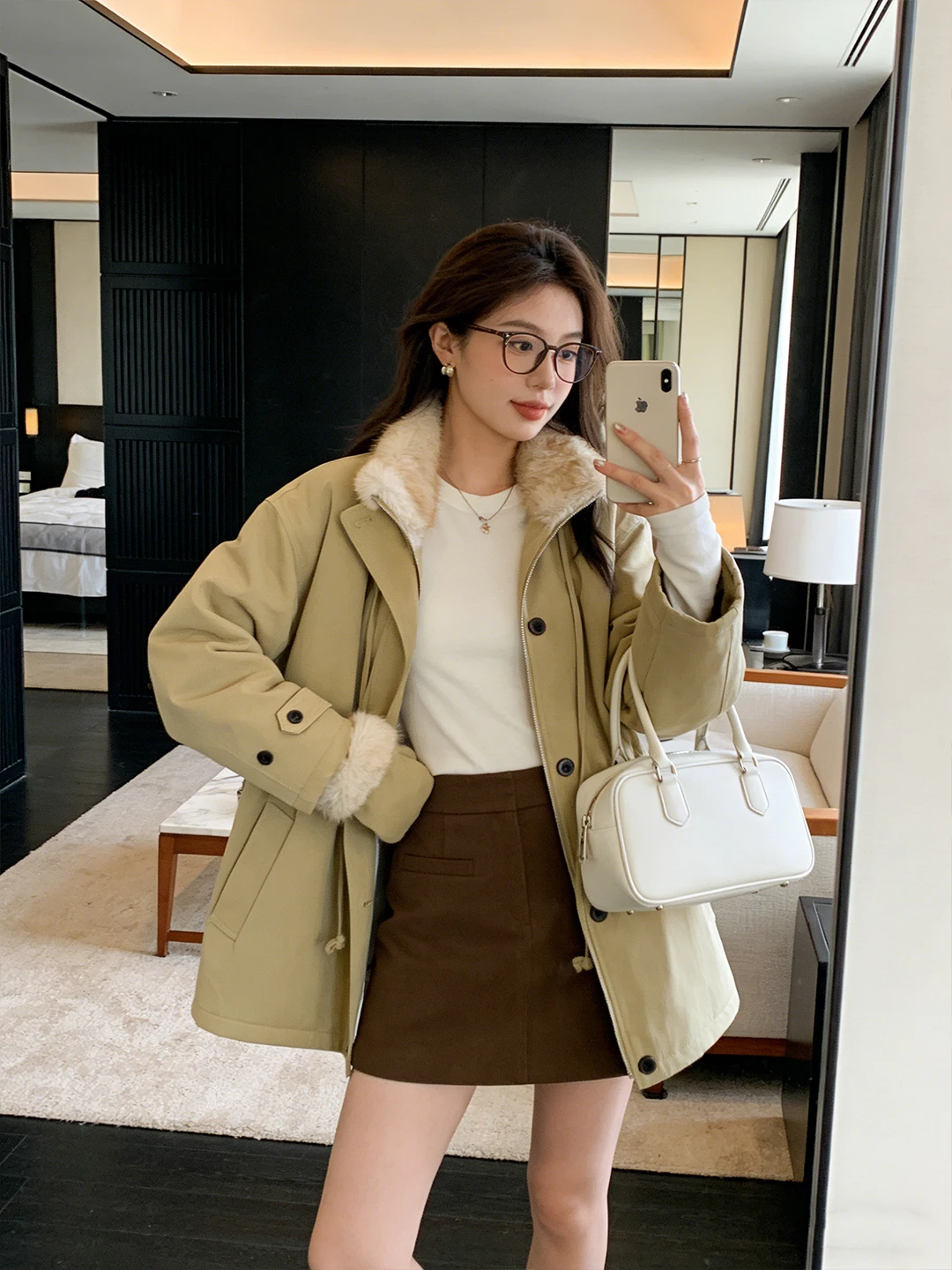 

American Sle Coat Dstring Waist Design Korean Version Stand Collar Windbreaker Outerwear Winter Warm Parka Cotton Clothes