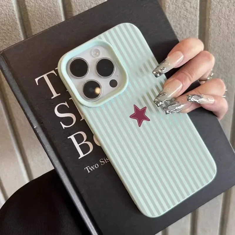 Blue Striped Star Lichee Pattern Phone Case For iPhone 11 12 13 Pro MAX 14 15 16 17 Plus 17 Air Shockproof Bumper Phone Cover - náhled 6