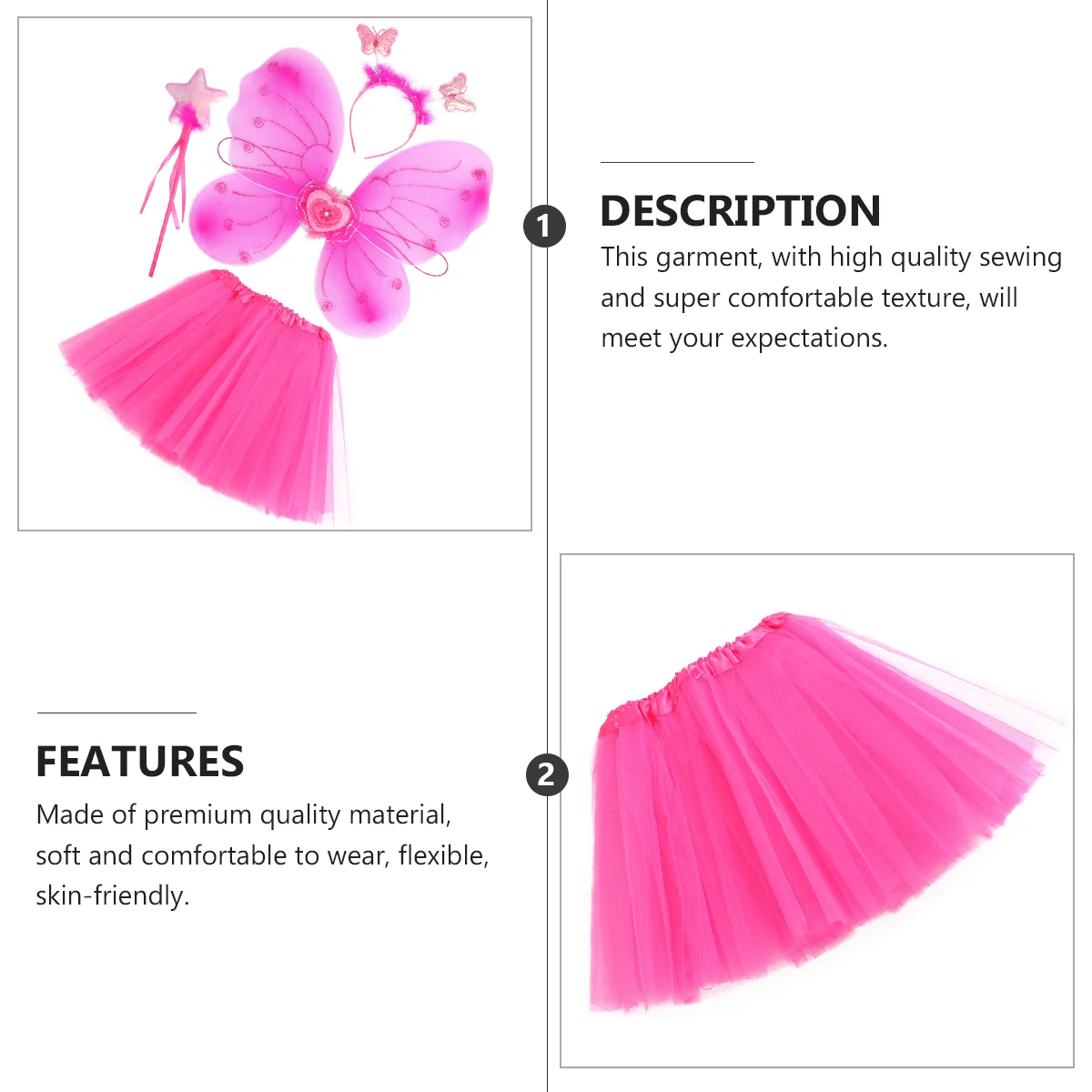 Butterfly Wings Four Piece Set Girl's Fairy Dress Festival Cosplay Costumes Girls Outfits Performance Performing Kit Toddler