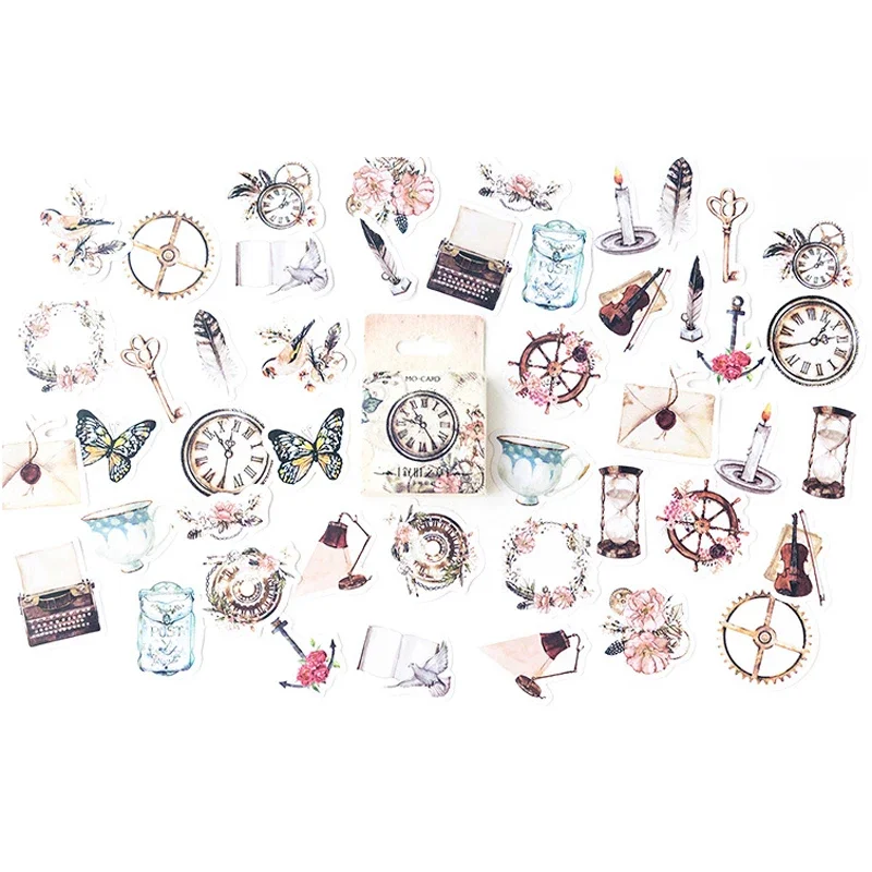 46pcs/pack MoMo Nostalgia Chapter Sticker Set 46 pcs Boxed Vintage Scrapbooking Decals Retro Scenes for Journaling & Collage