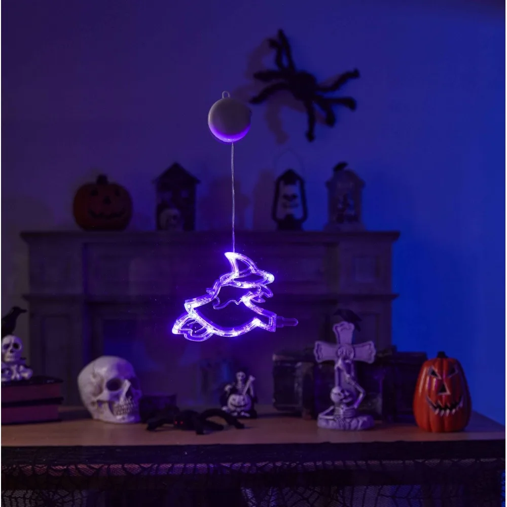 

Halloween Decoration Orange Pumpkin Ghost Witch Grimace Bat Halloween Window Light with Suction Cup Halloween Home Hanging Decor