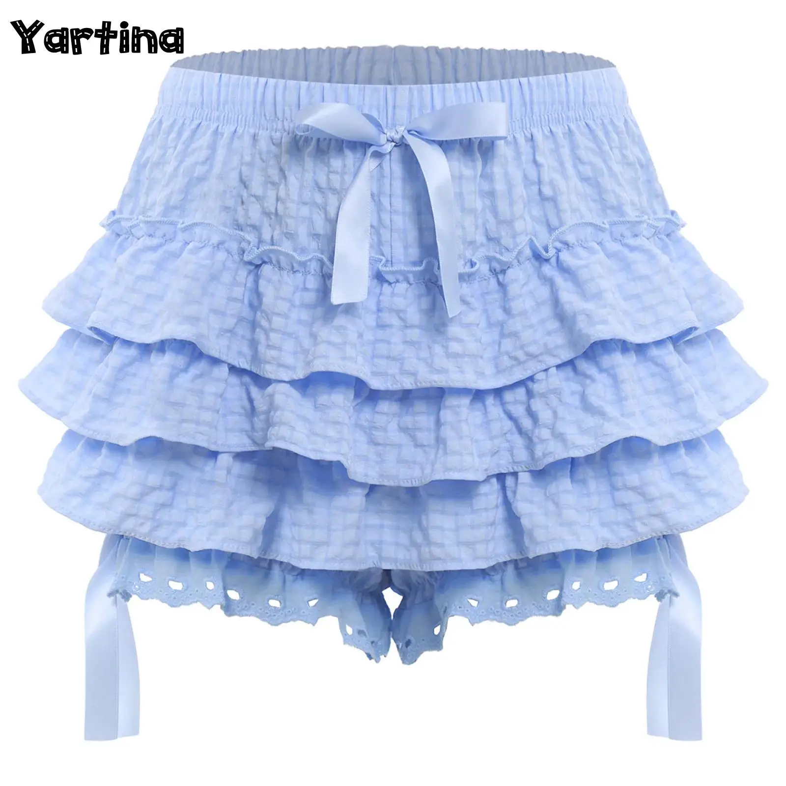 女性メッシュレースロリータブルマショーツ Y2k 服レイヤードフリルフリルショーツ甘いペティパンツヴィンテージかわいいブルマクラブウェア