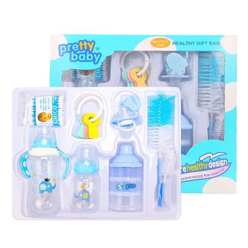

Newborn Baby Bottle Gift Set 8pcs PP Feeding Bottle Kit with Accessories for Infant Care and Nursing Essentials Random Color