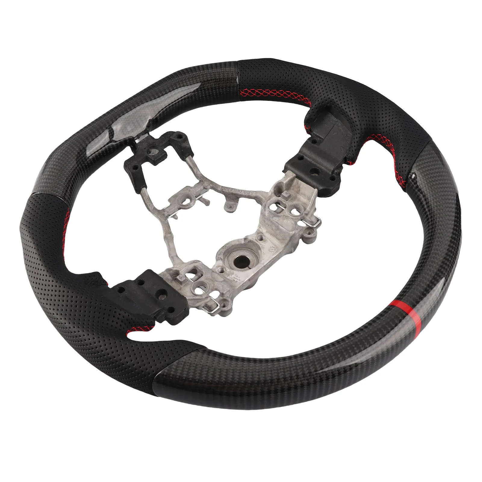 Carbon Fiber Steering Wheel Preforated Leather W/ Red Stitching Steering Wheel Fit for Subaru WRX/STI 2015 to 2020
