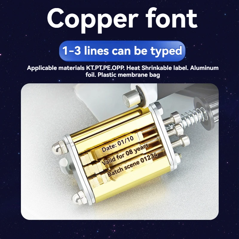 เครื่องพิมพ์รหัสวันที่ผลิต DY-8 สามารถพิมพ์ได้สามบรรทัด เครื่องพิมพ์แบบพิมพ์โดยตรง พร้อมริบบิ้นพิมพ์รหัสวันที่