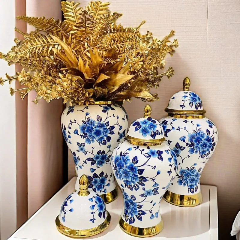 Modern Ginger Jar Flower Vase Wedding Platinum Vase Nordic Living Room Home Decoration Bedroom Dining Table Decoration Vases