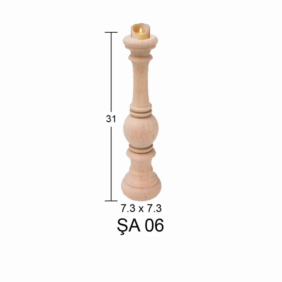 ŞA06 31cm Candlestick, Hobby Wood Painting Mdf Candlestick