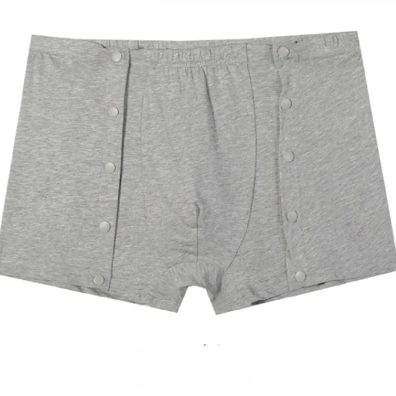 Calzoncillos de algodón de una pieza para hombre y mujer de talla grande, cómodos de usar, apertura completa en ambos lados con calzoncillos tipo bóxer con pañal a presión