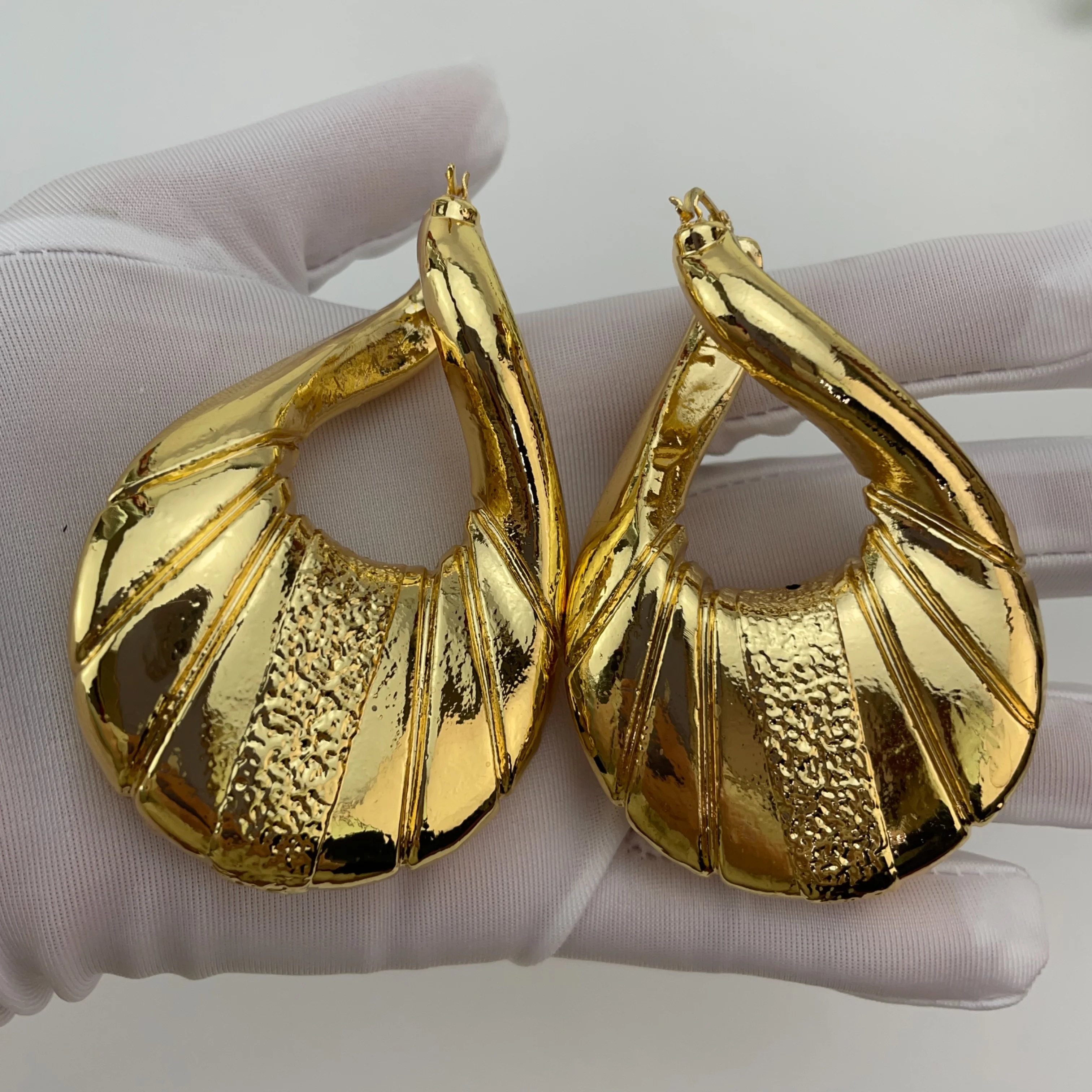 EMMA Große Tropfenohrringe für Damen, Vintage, übertrieben, leicht, vergoldet, Kreisohrringe, Schmuck 29206