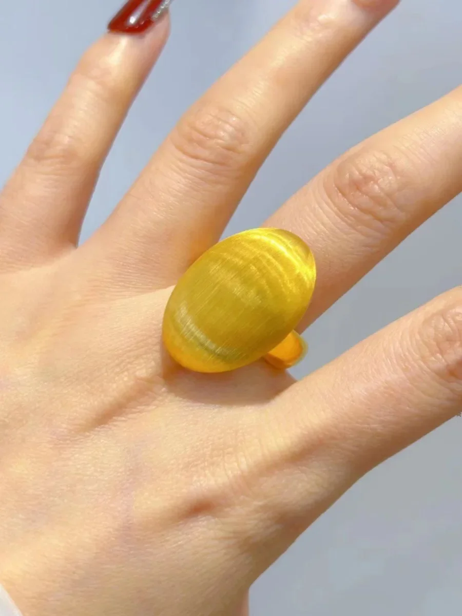 VivoGold9999 24K real gold pigeon egg ring women's personality simple and atmospheric ring golden index finger ring gift