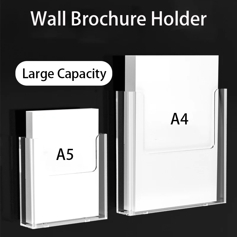 

Clear Acrylic Brochure Holder, A4/A5 Brochure Shelf Wall Mount Flyer Holder Clear Literature Holders Magazine Holder,Mail Holder