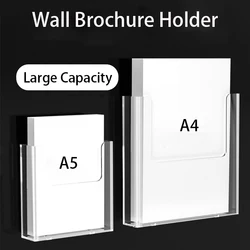 Clear Acrylic Brochure Holder, A4/A5 Brochure Shelf Wall Mount Flyer Holder Clear Literature Holders Magazine Holder,Mail Holder