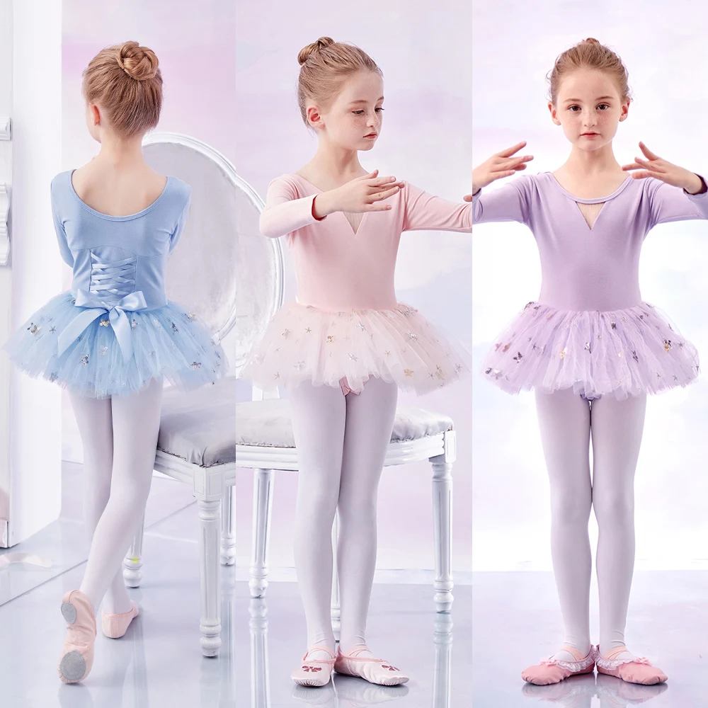 

Балетные трико-пачки для маленьких девочек с короткими рукавами и блестящей юбкой, танцевальный наряд балерины