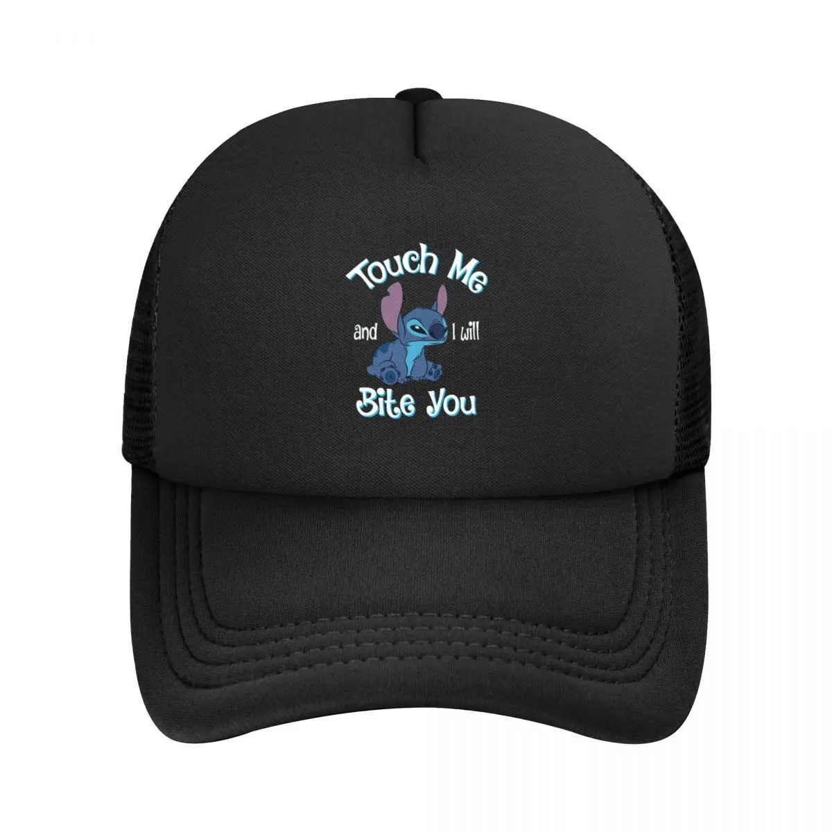 Custom Stitch Anime Trucker Hat Adult Touch Me I Will Bite You Adjustable Baseball Cap Men Women Hip Hop