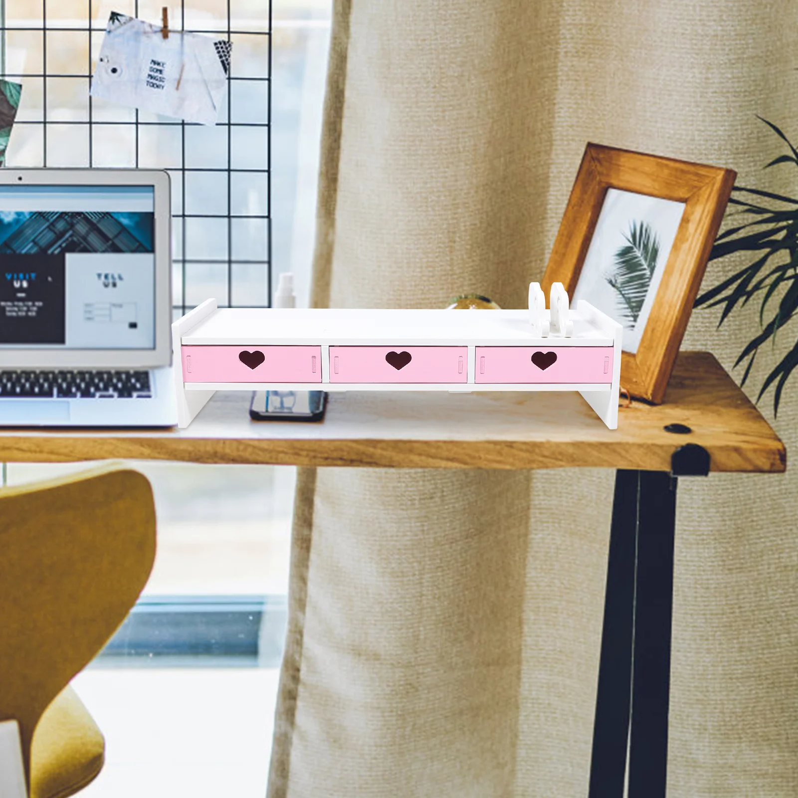 

Monitor Stand Riser Laptop with Organizer Mobile Phone Holder Shelf Computer Screen WPC