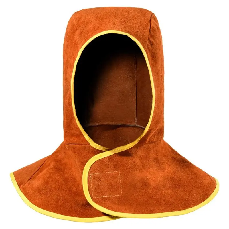 ABMH-Welding Hood Leather Welding Protective Headgear With Neck Shoulder Drape - Full Head Cover Protection For Men & Women, Bro