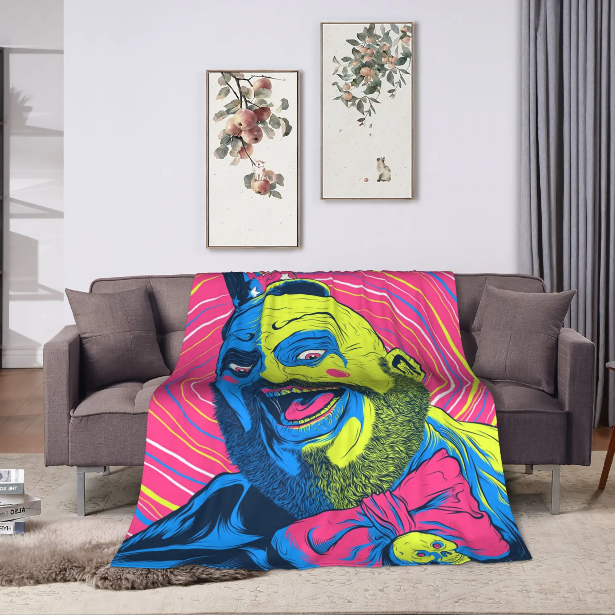 Killer Klowns From Outer Space Wax Flannel Blanket  Warm Soft Throw Blanket for Couch Bed Picnic Fluffy Bedspread Sofa Bed Cover