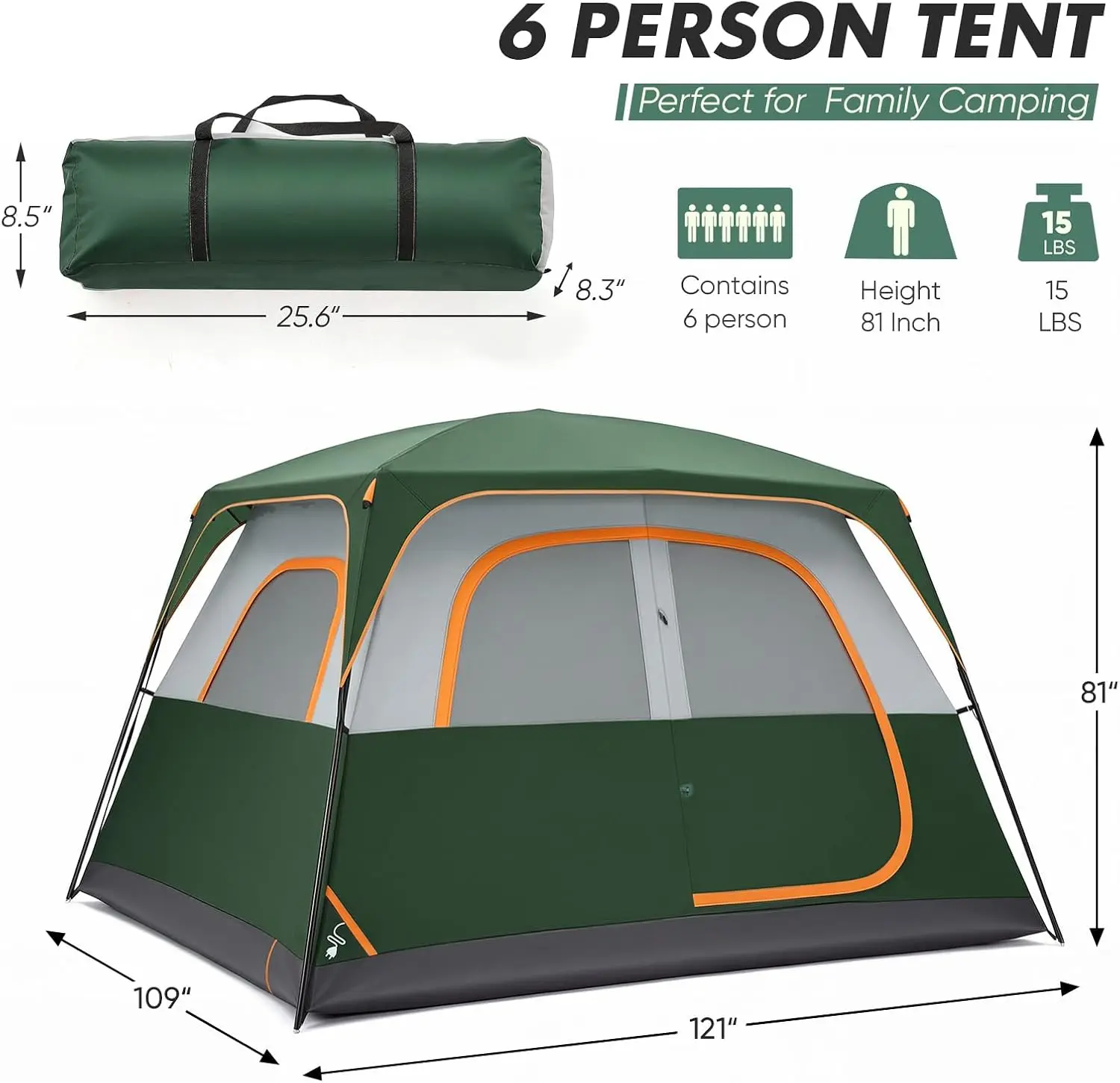 2 person camping tent fast setup compact carry backpacking hiking waterproof windproof dome