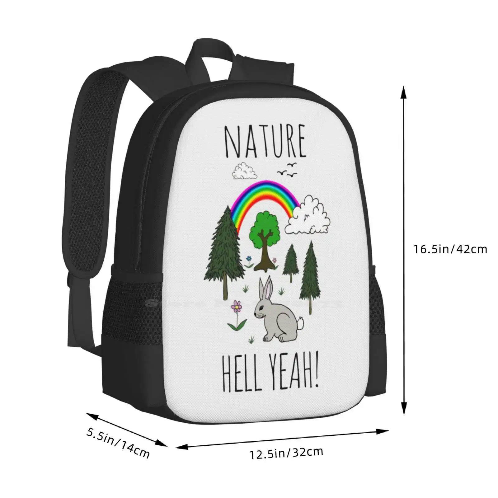 Nature , Hell Yeah! 3D Print Design Backpack Student Bag Nature Ecology Sustainability Earth Friendly Planet Earth