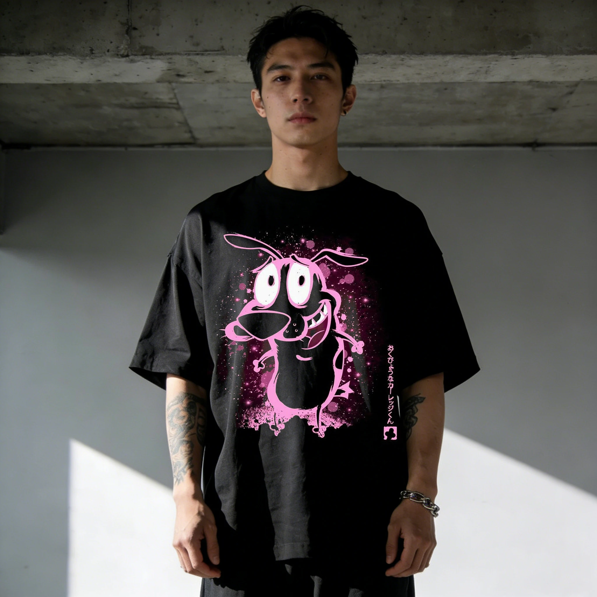 Vintage Courage the Cowardly Dog Cartoon Print Short Sleeve T-Shirt Retro Unisex Graphic Tee 90s Nostalgia Summer Streetwear Top