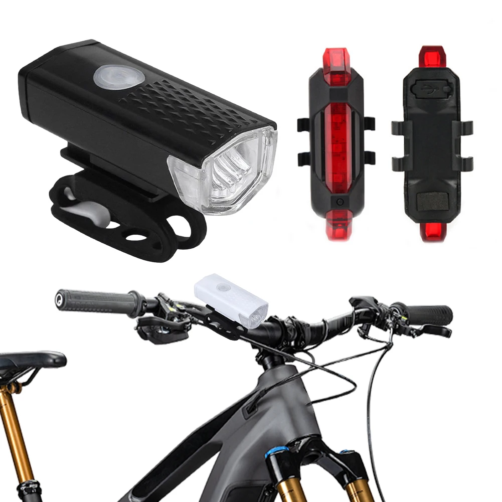Bicycle Front & Rear Light Set Bicycle Head Light USB Rechargeable Bicycle Taillight Multi Light Modes Cycling Accessories