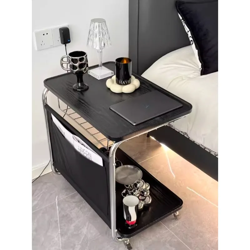 

Movable sofa side table with wheel bedroom bedside shelf living room Internet celebrity small table mini coffee table