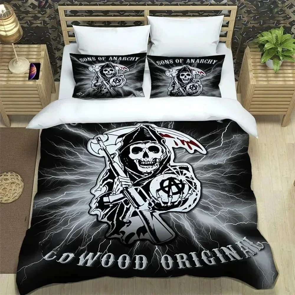 Sons of Anarchy Retro Bedding Set For Bedroom Soft Modern Bedspreads Comefortable Kids Duvet Cover Quilt Cover And Pillowcase