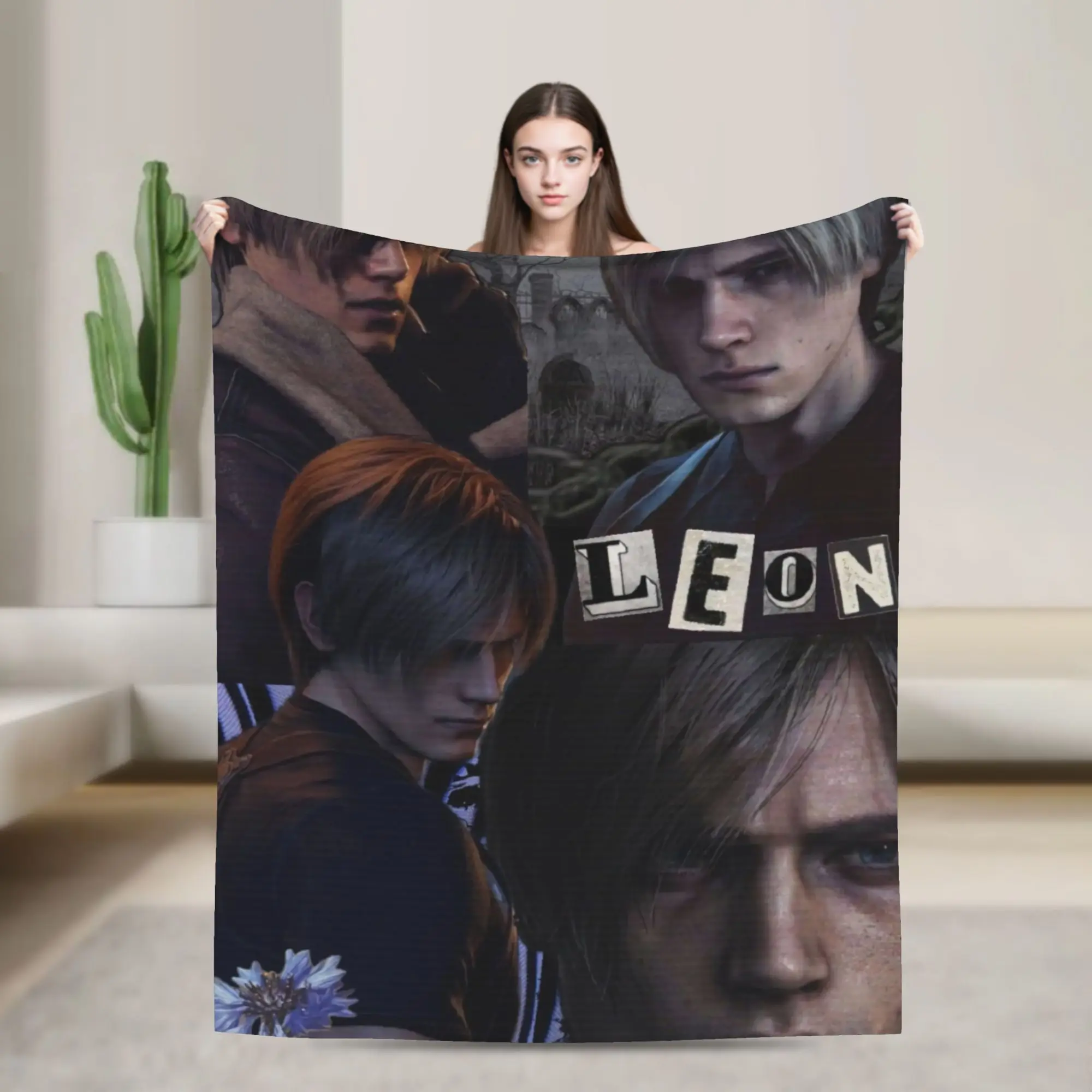 Leons Kennedy Residents Evils Flannel Blanket Winter  Warm Throw Blanket for Kids Couch Bed Funny Bedspread Sofa Bed Cover