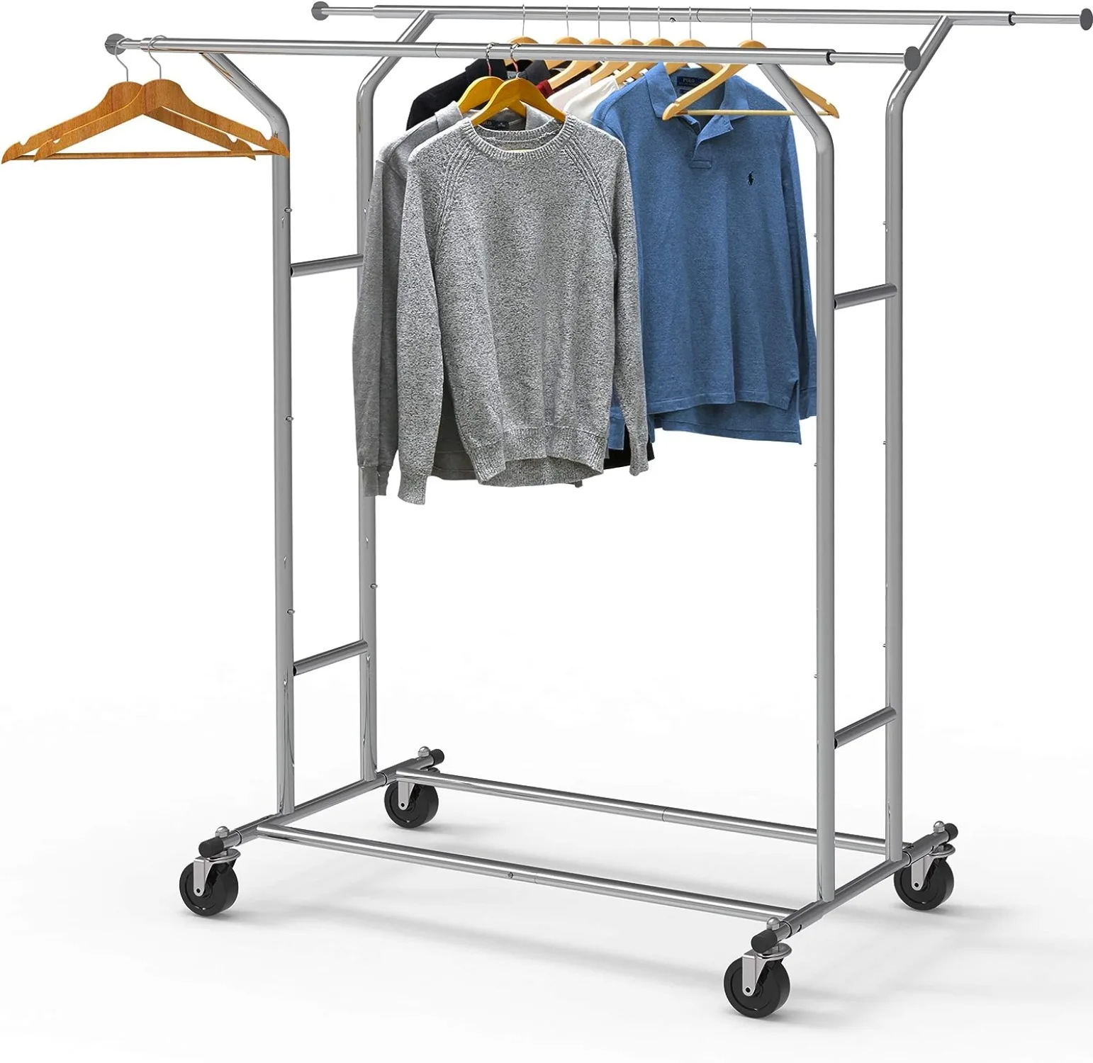 

Heavy Duty Double Track Garment Rack Chrome Plated