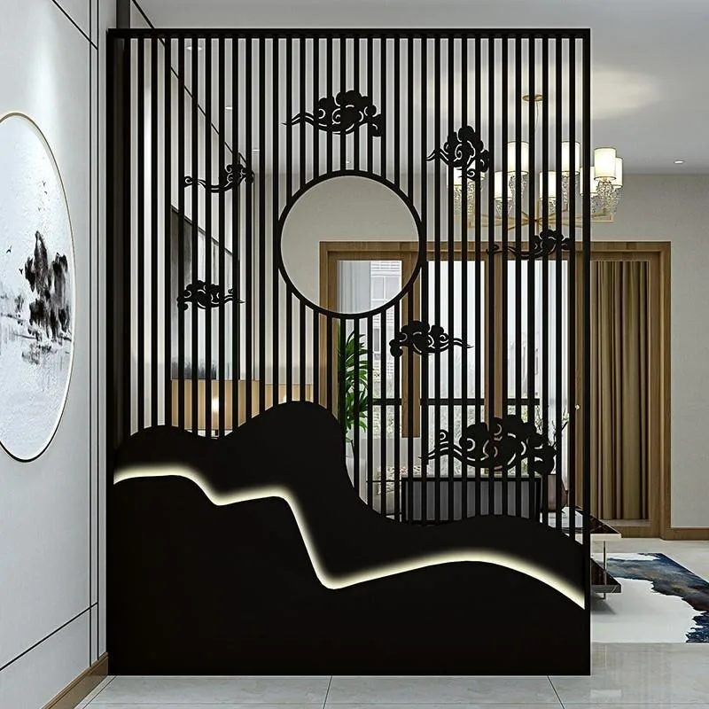 New Chinese-style small apartment household facing the door, screen partition, entrance cabinet, living room door occlusion, sim