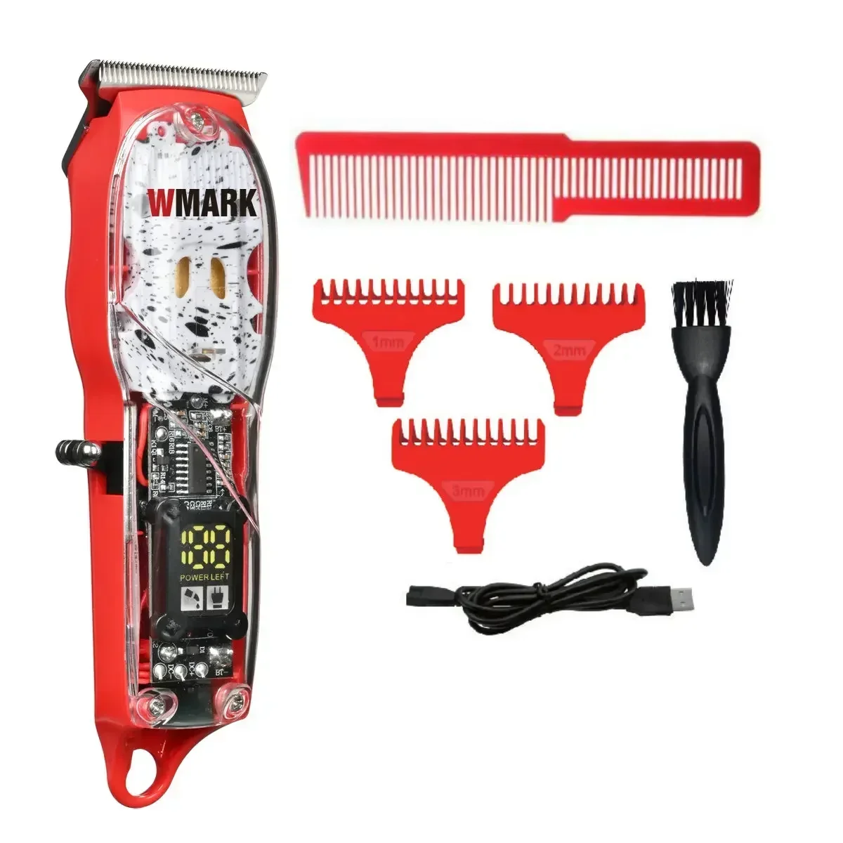 New WMARK NG-508/NG-509 Transparent Style  Detail Trimmer Professional Rechargeable Clipper 6500 RPM with LED Battery Display