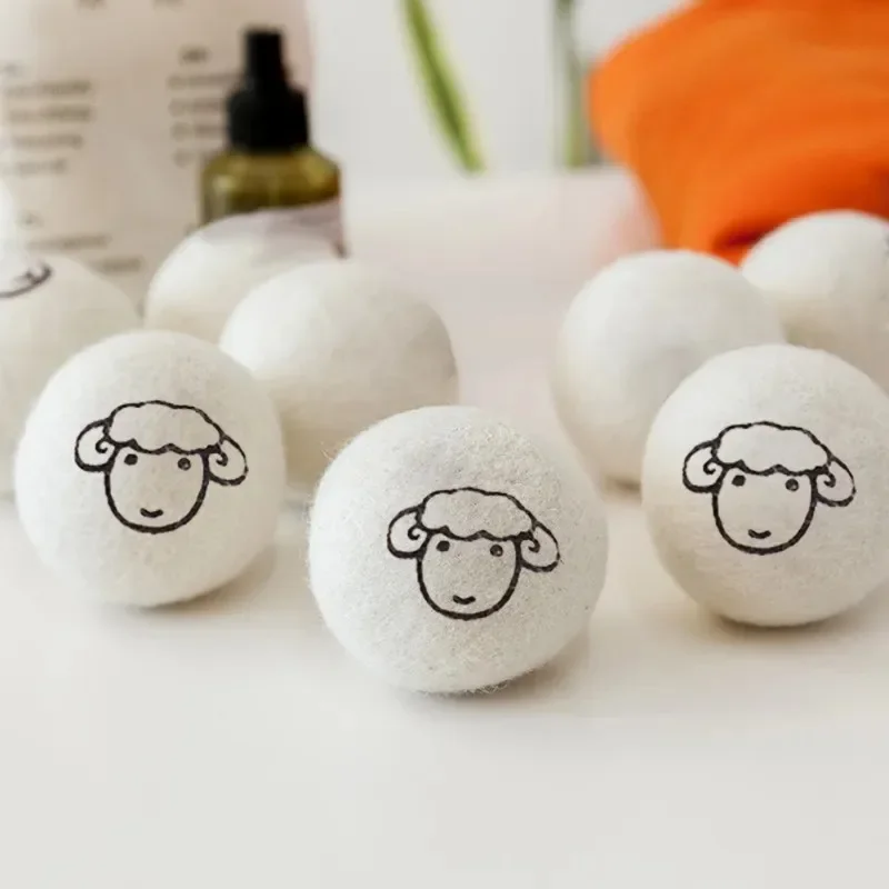 1-12Pcs Reusable Wool Dryer Balls Softener Laundry Home Washing 4/5/6cm Fleece Dry Kit Ball Useful Washing Machine Accessories