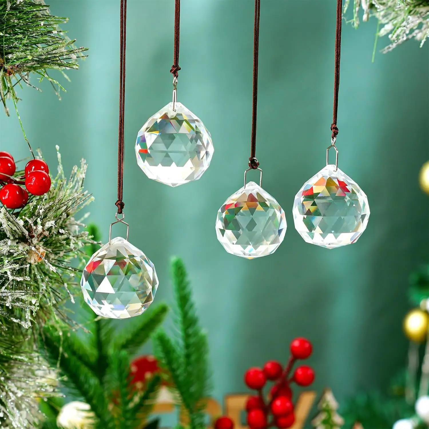 20/30/40/50mm Clear Crystal Glass Prism Balls Hanging Sun Catchers for Window Decor Rainbow Makers for Home Garden Room Decor