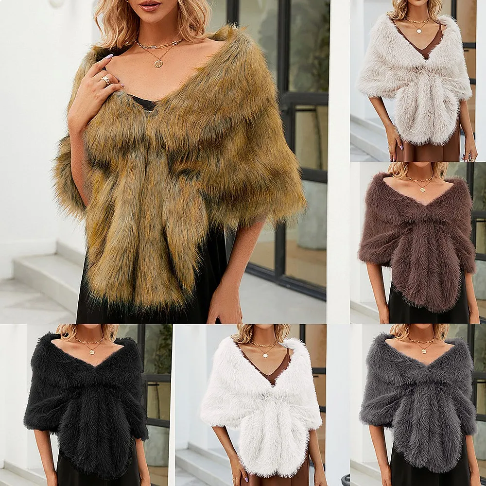 Faux Fur Shawl Wraps for Evening Dress Cape Scarf Winter Spring Summer