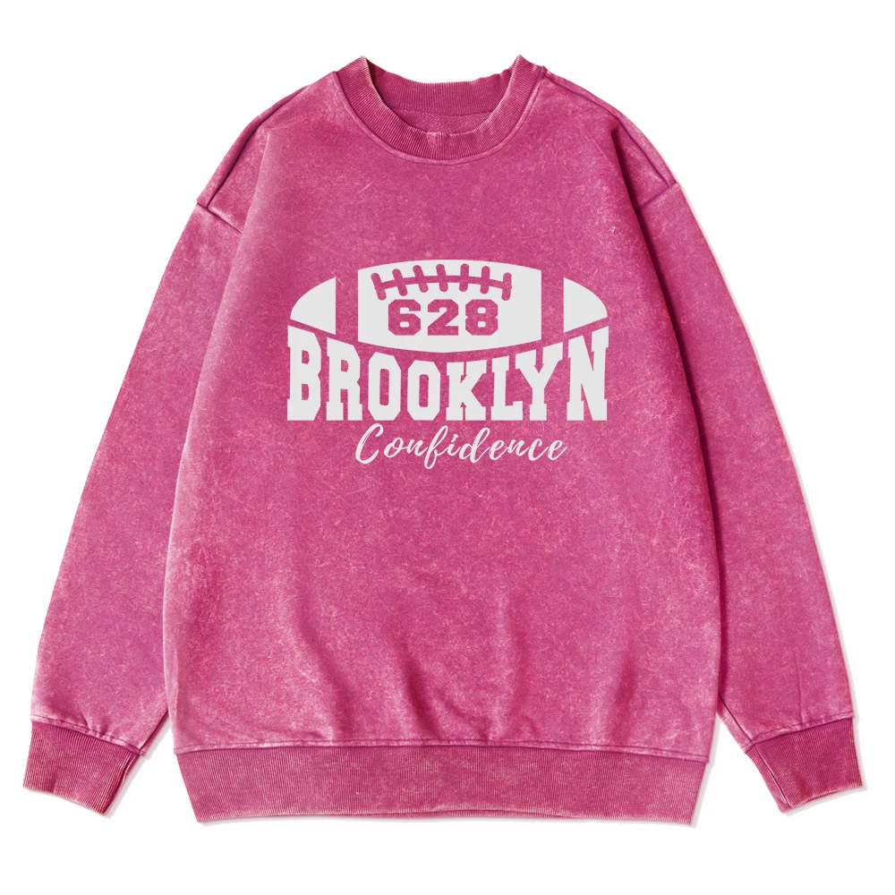 Katoenen Dames Gewassen Sweatshirt 628 Brooklyn Print Hoodies Vintage Oversized Zak Pullovers Vrouwelijke Zuur Wassen Kleding