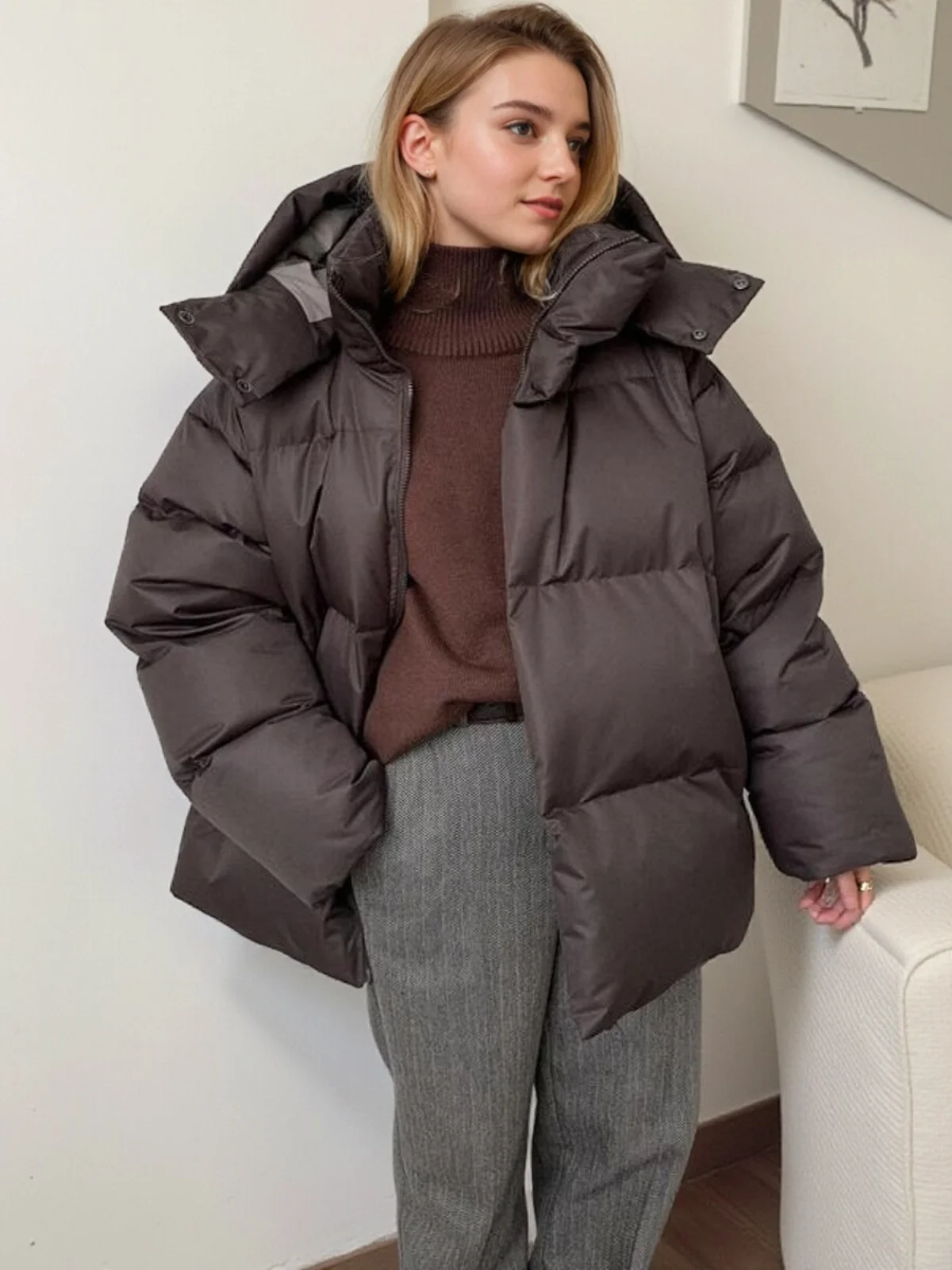 Jaet in cotone da donna allentato Autunno Inverno Casual Street Sle Long Sve Lunghezza regolare Capispalla Faionable e confortevole