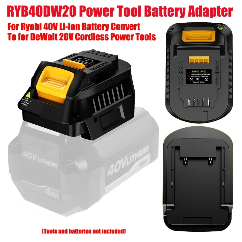 HAKSINKY RYB40DW20 محول بطارية أداة الطاقة لبطارية ليثيوم أيون Ryobi 40 فولت تحويل إلى لاستخدام أداة الطاقة اللاسلكية DeWalt 20 فولت
