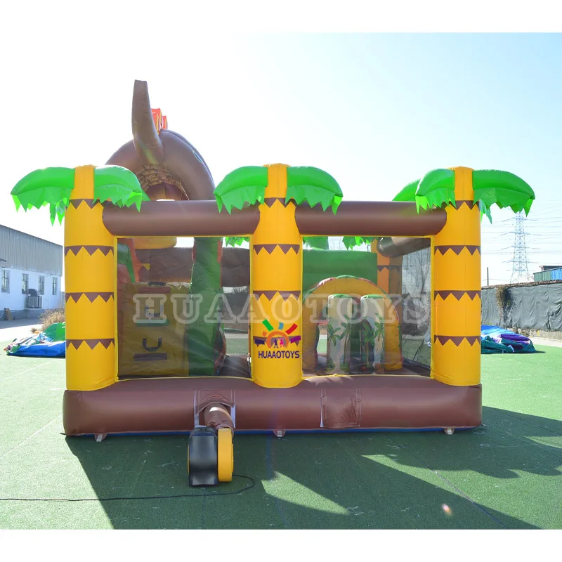 ปราสาทกระโดดสวนไดโนพองยอดนิยมปราสาท Bouncy Bouncer Slide Combo เกมกลางแจ้งสําหรับเด็ก