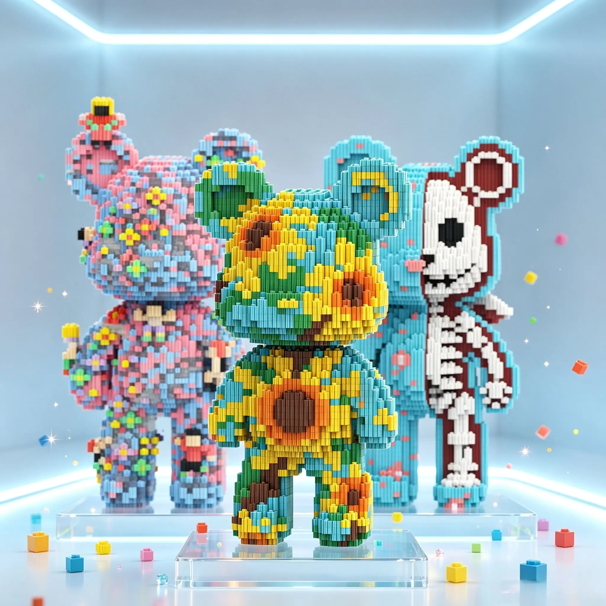 New 3D Kawaii Semi Dissection Bear Model Brick Micro Diamond Building Block Developmental Toys For Boys Kids Birthday Gifts
