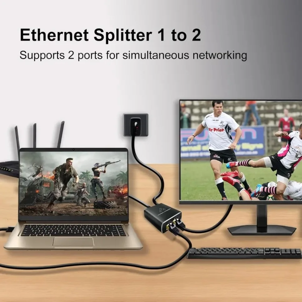 ตัวแยกสัญญาณ Gigabit Ethernet แบบ RJ45 ตัวแยกสัญญาณ Gigabit ตัวขยายสัญญาณ 1000Mbps ตัวเชื่อมต่อเครือข่าย 1 ต่อ 2 สำหรับพีซี แล็ปท็อป กล่องทีวี เราเตอร์
