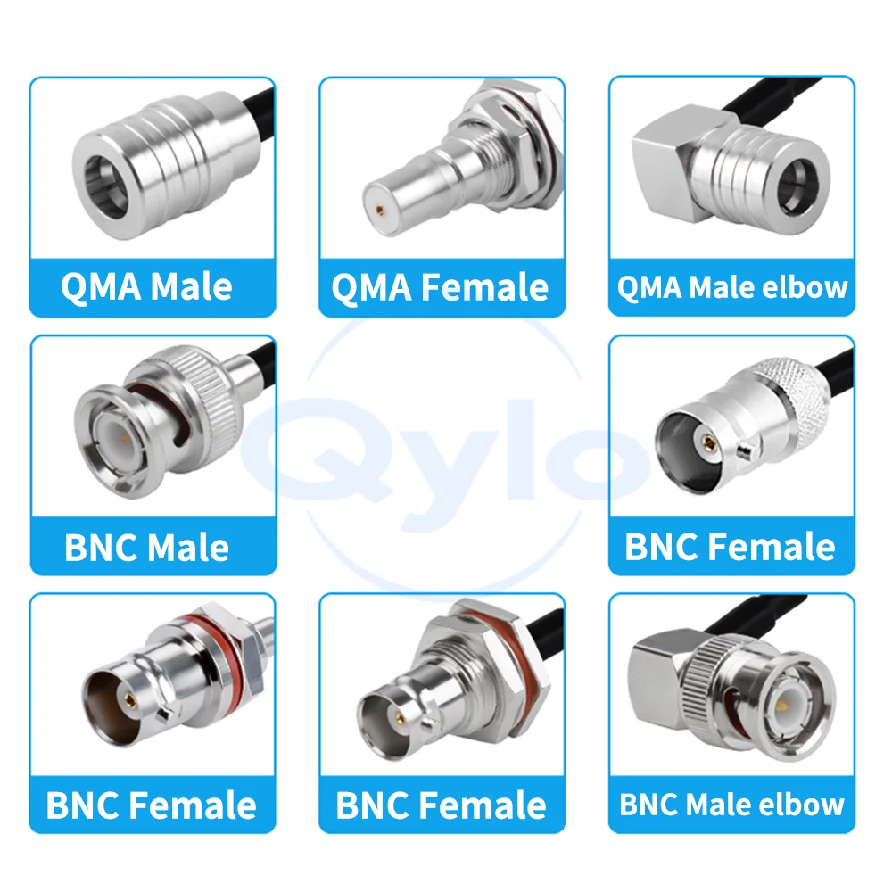 (1 pcs) QMA to BNC RF Adapter Cable Male / Female Connectors RG316D Brown Double-Shielded Cable 0-6GHz QMA to BNC Cable