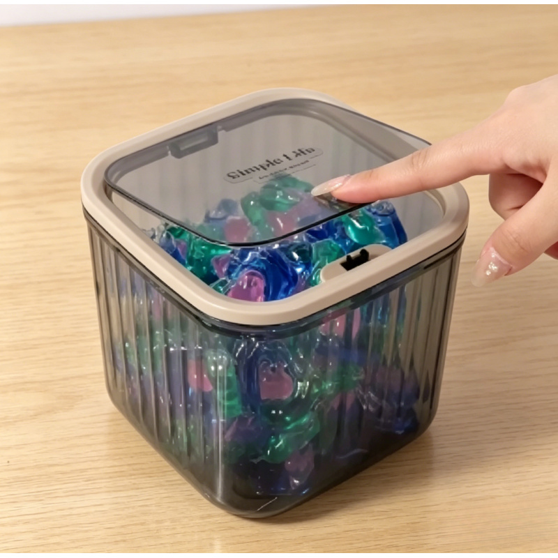  Transparent Mini Desktop Storage Box Pop-up Lid Waterproof Multifunctional Organizer Laundry Beads Powder Container Kitchen Bath 