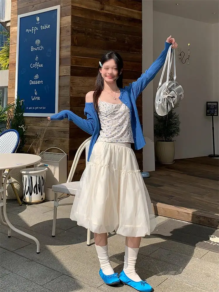 

Cherry Blossom Pink Short A-Line Pleated Skirt Women's Korean Style Spring High Waist Casual Flared Skirt Elegant Leisure