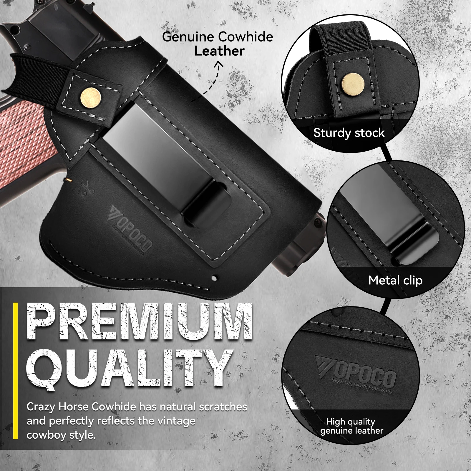 2025 IWB/OWB Leather Holster for Glock 17/19/23/26/42/43X, Taurus G2/G2C/G3C, Concealed Carry Gun for Most Size Pistols Compact 4