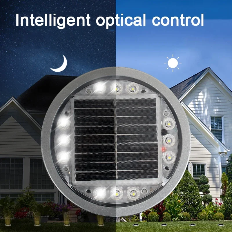 

Outdoor waterproof LED solar ground light, transparent seven-color circular ground spotlights, embedded aluminum road stud light