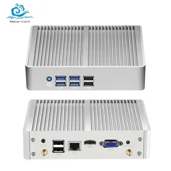 Helorpc Fanless Industrial Mini PC with Inter i3 i5 i7 Processor Support WIN10 Pfense with 1xHDMI 1xVGA 8xUSB 1xGigabit Computer