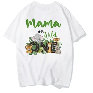 Wild One Family Matching Birthday T-shirts Mom and Dad Bro Sis Baby Party Clothes 1st Birthday Safari Jungle Family Look Outfits